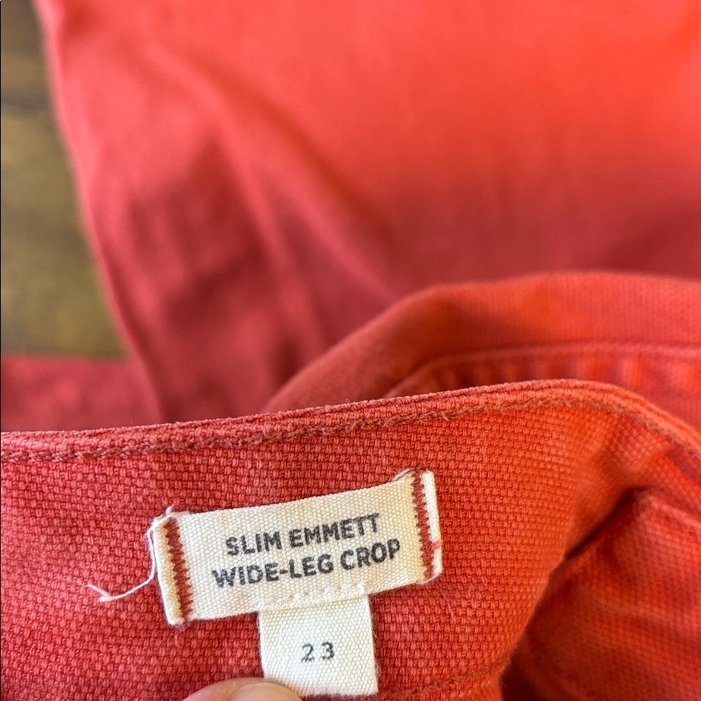 Madewell Orange Red Denim slim Emmett wide leg - Picture 5 of 7